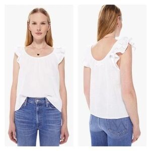 Xirena Kara Top White Gauze Cotton Tank Blouse Ruffled Sleeve Size Large